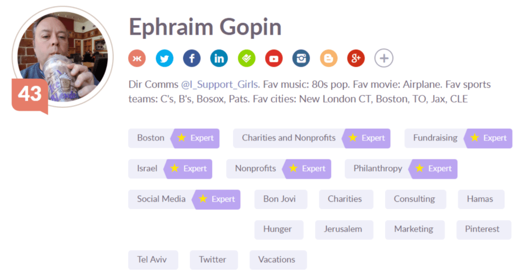 Ephraim Gopin was once on Klout