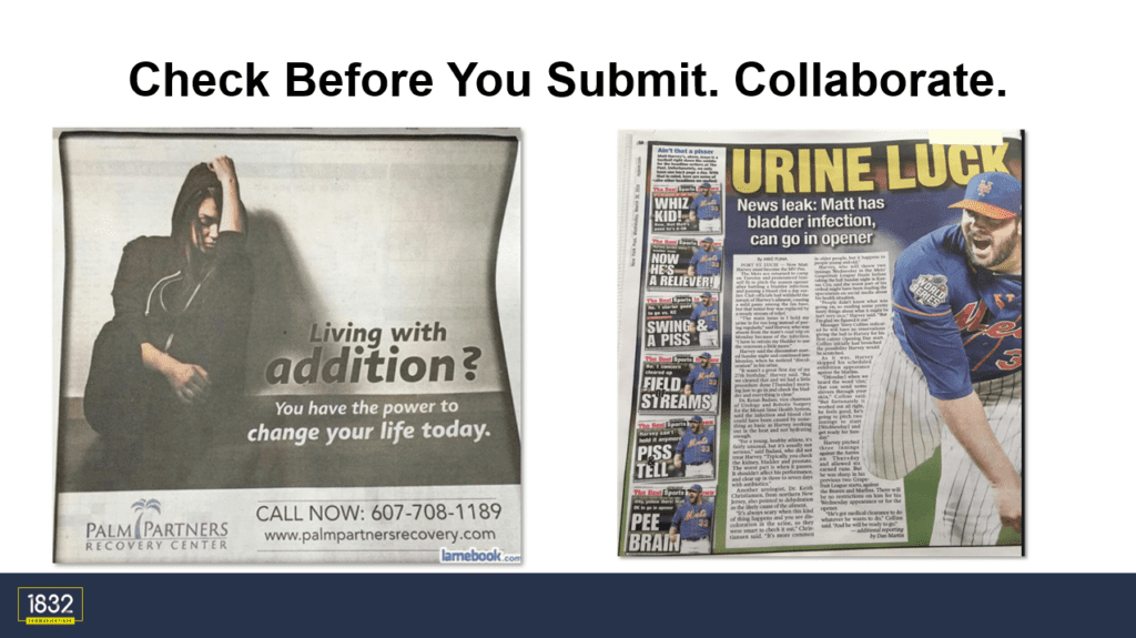 Check before you submit. Collaborate with others.