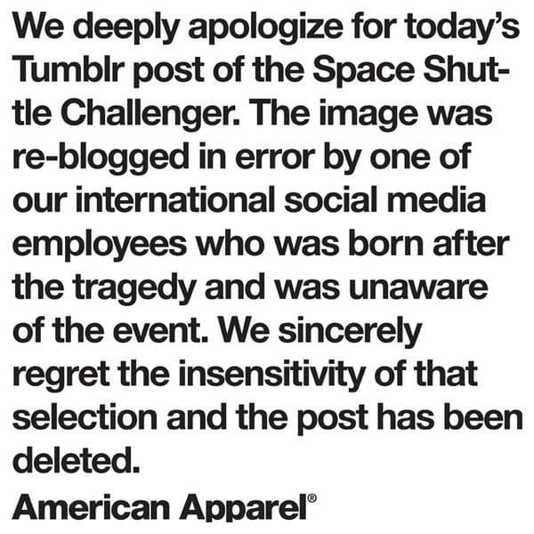 American Apparel apologizes for its July 4th post