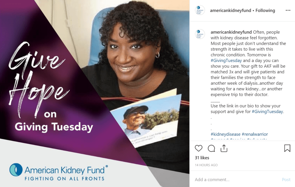 American Kidney Fund Giving Tuesday campaign