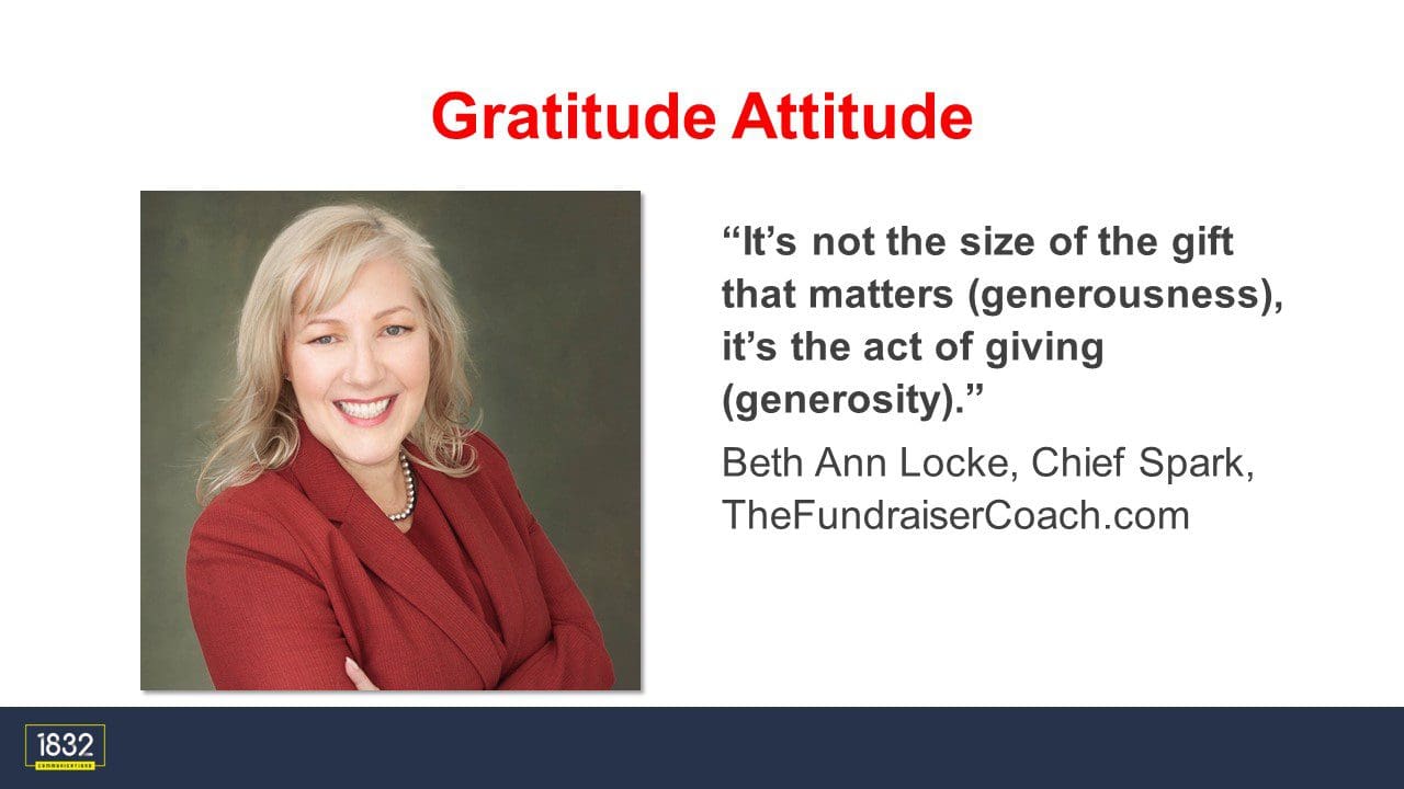 Beth Ann Locke explains why it's so important to thank donors for their generosity